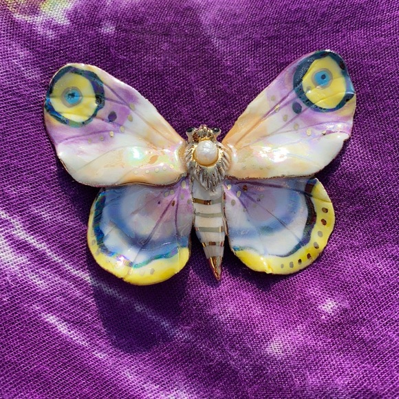 Jewelry - Butterfly pin, clay, enamel